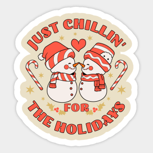 Just Chillin' for the Holidays Cute Snow People Sticker